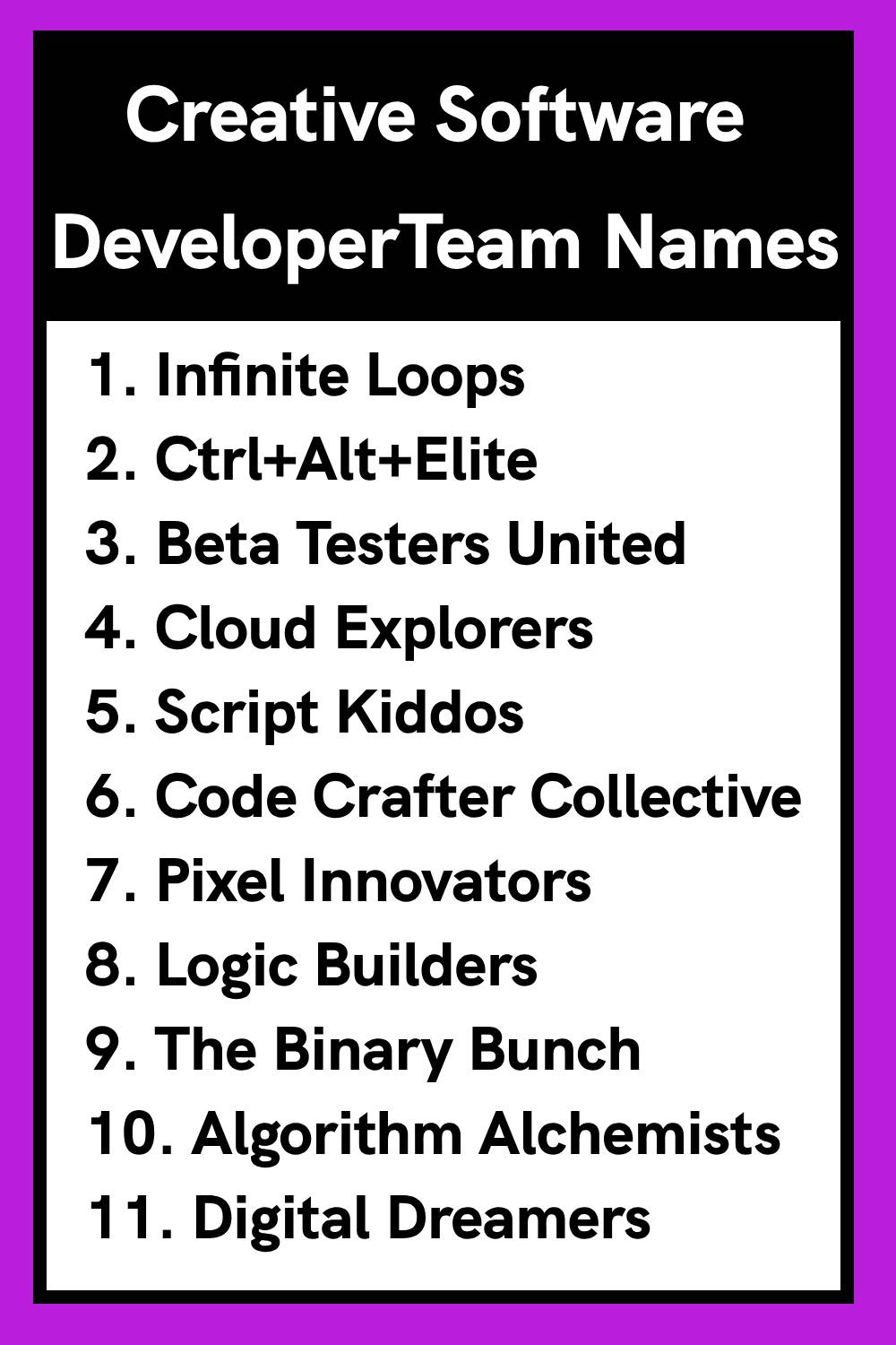 Creative Software Developer Team Names