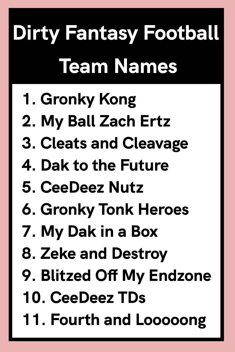 Dirty Fantasy Football Team Names