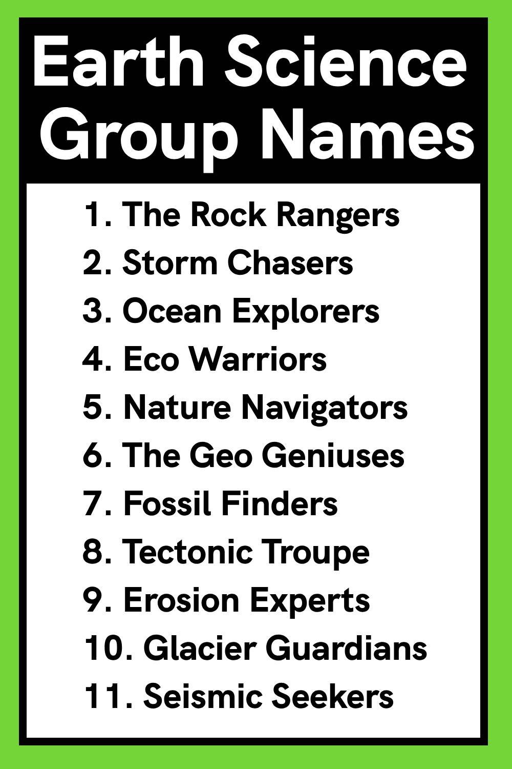Earth Science Group Names