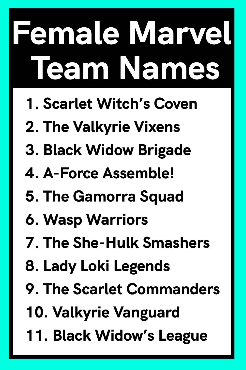 Female Marvel Team Names