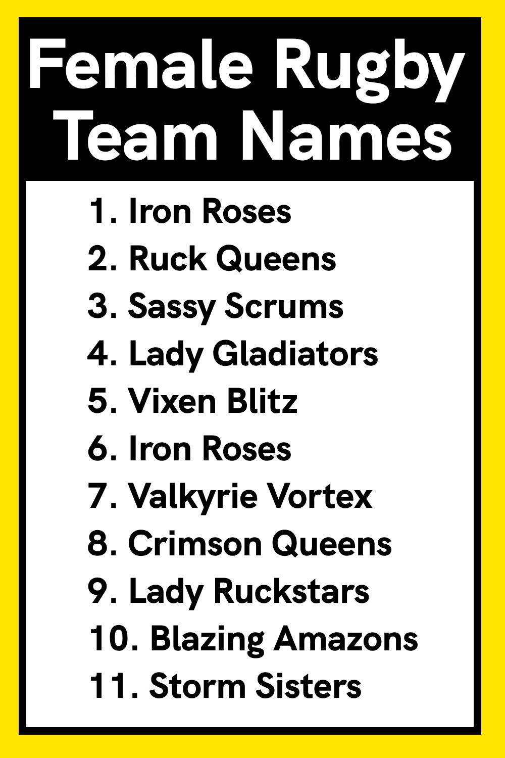 Female Rugby Team Names