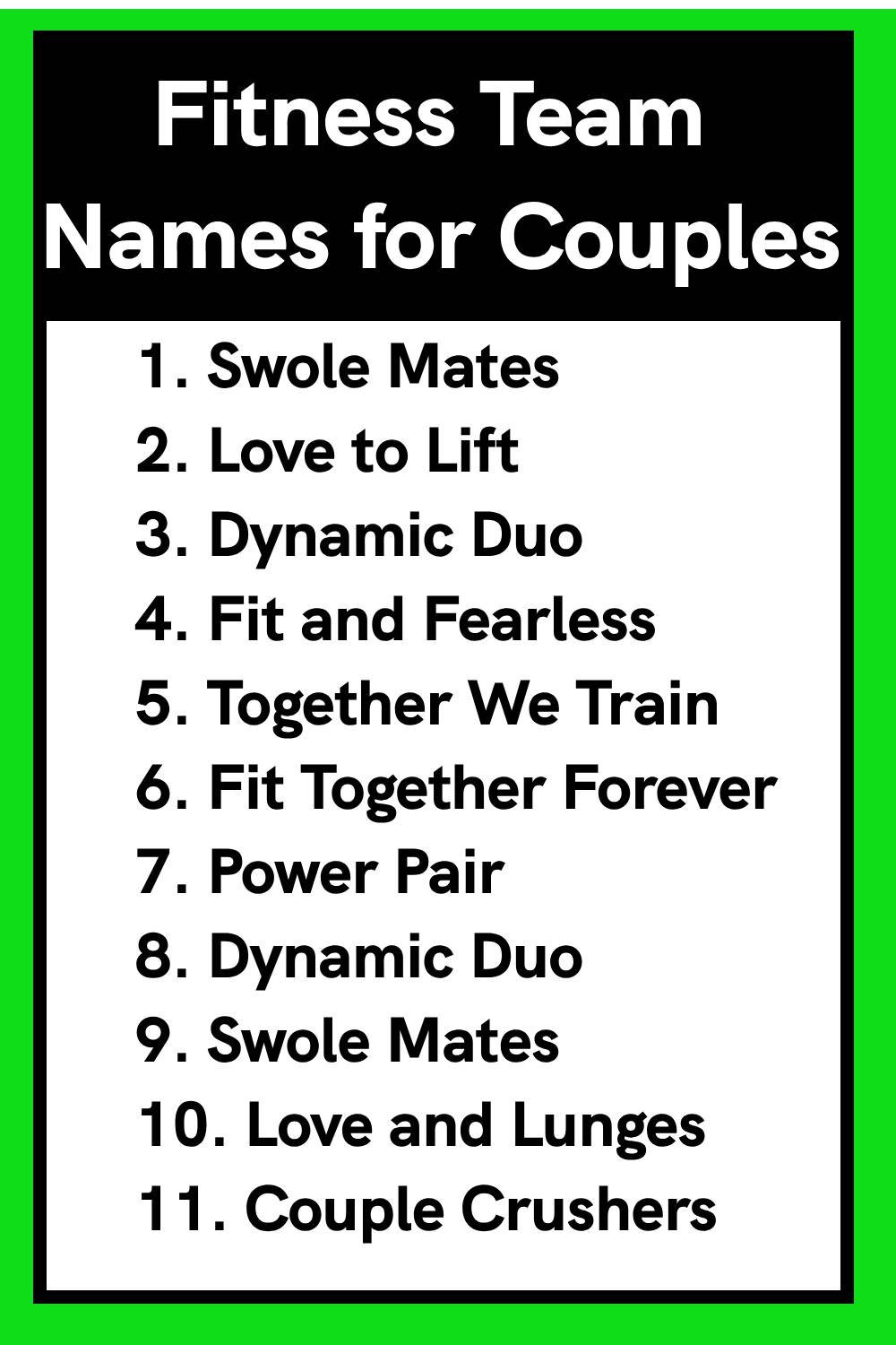 Fitness Team Names for Couples