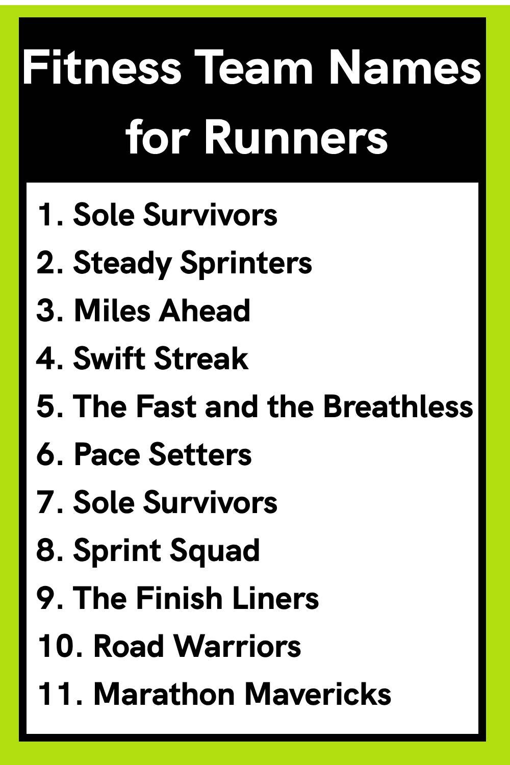 Fitness Team Names for Runners