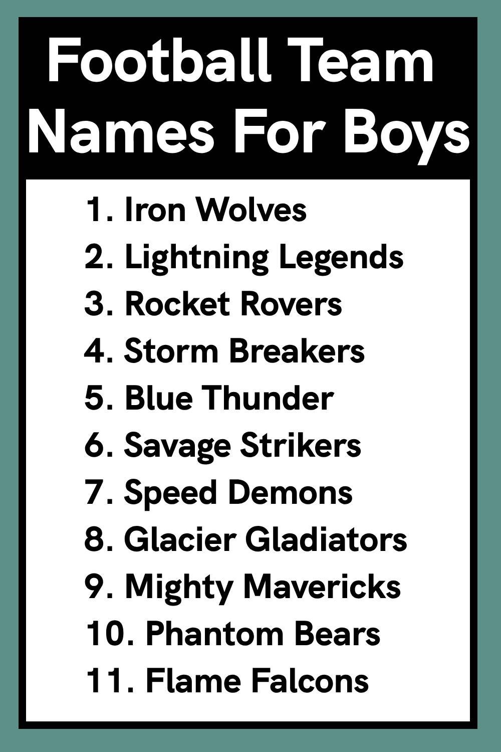 Football Team Names For Boys