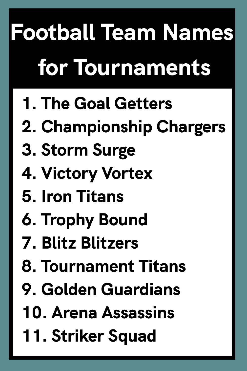 Football Team Names for Tournaments