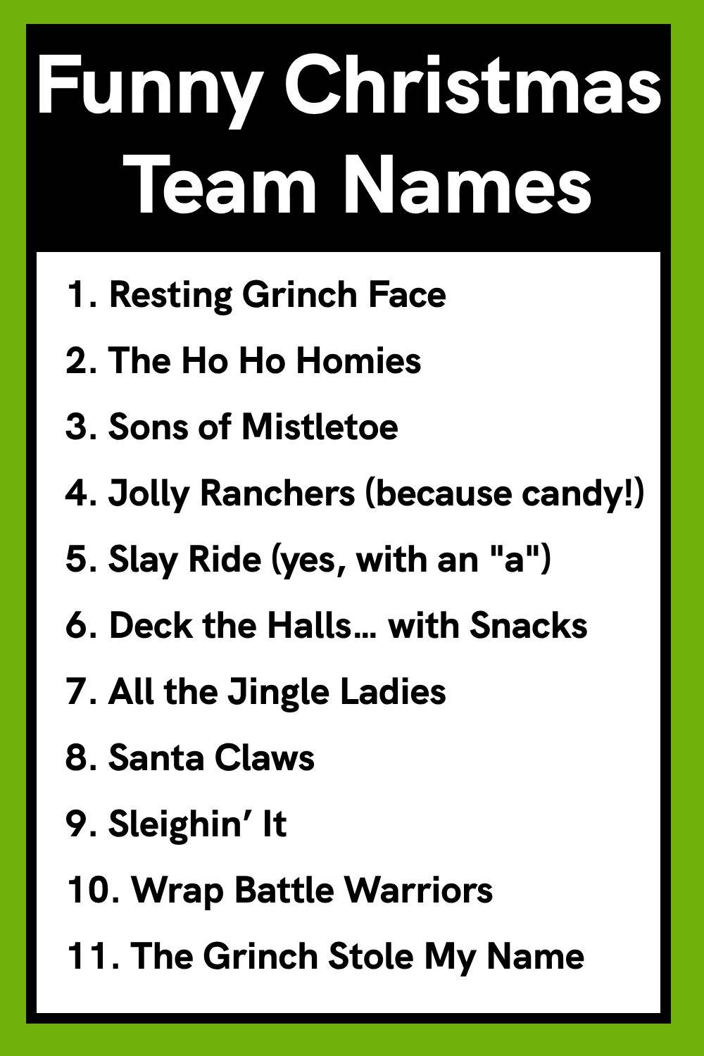 Funny Christmas Team Names