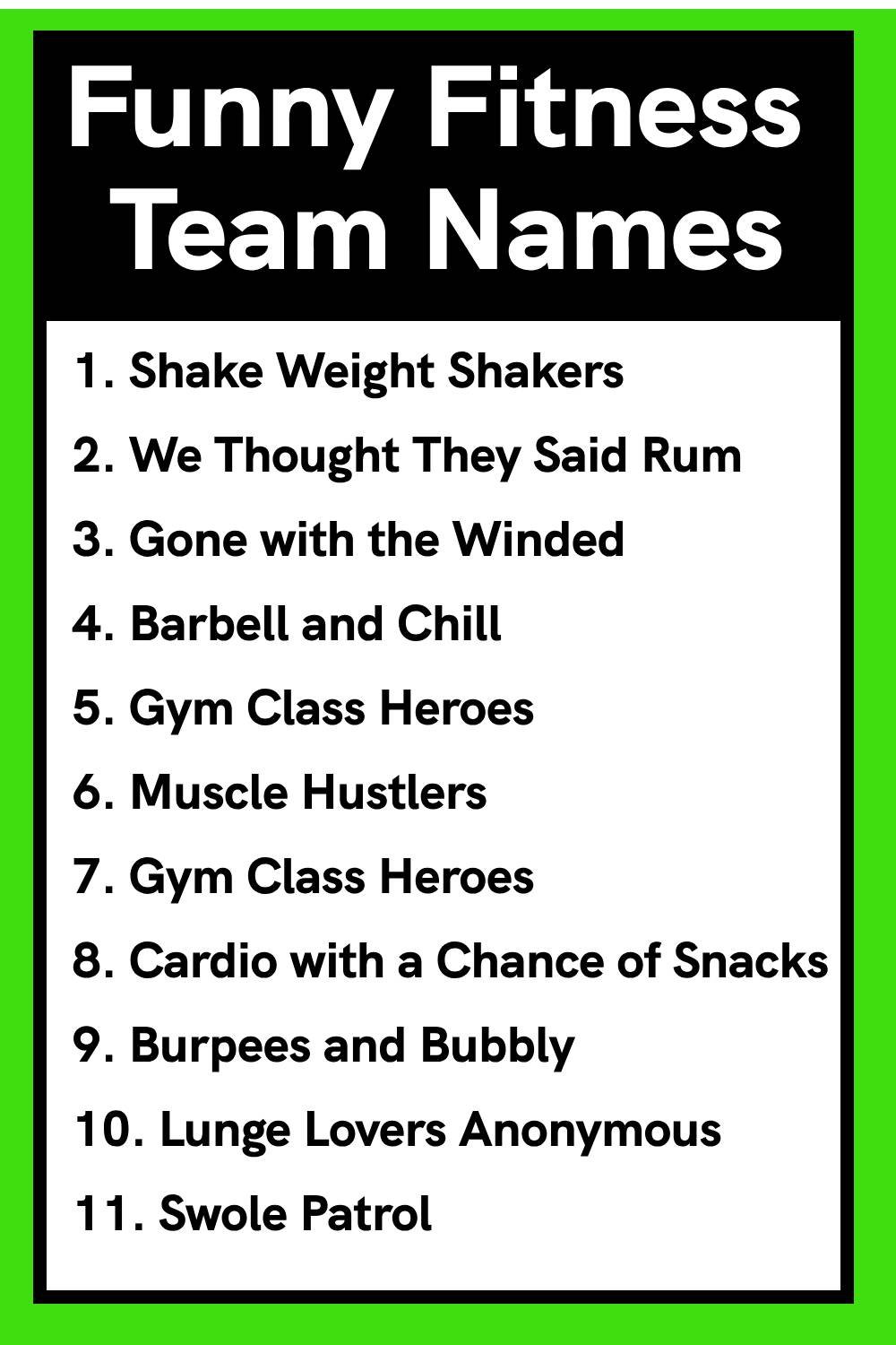 Funny Fitness Team Names