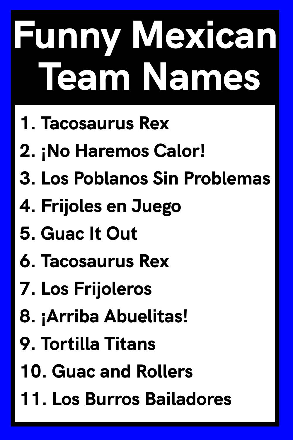 Funny Mexican Team Names