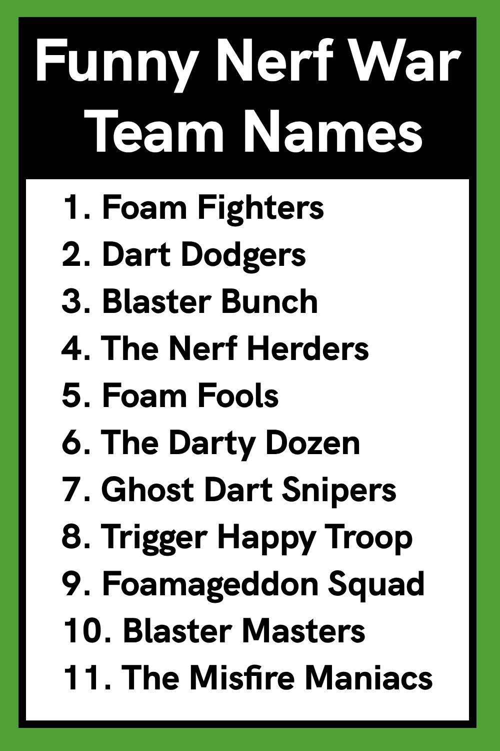 Funny Nerf War Team Names