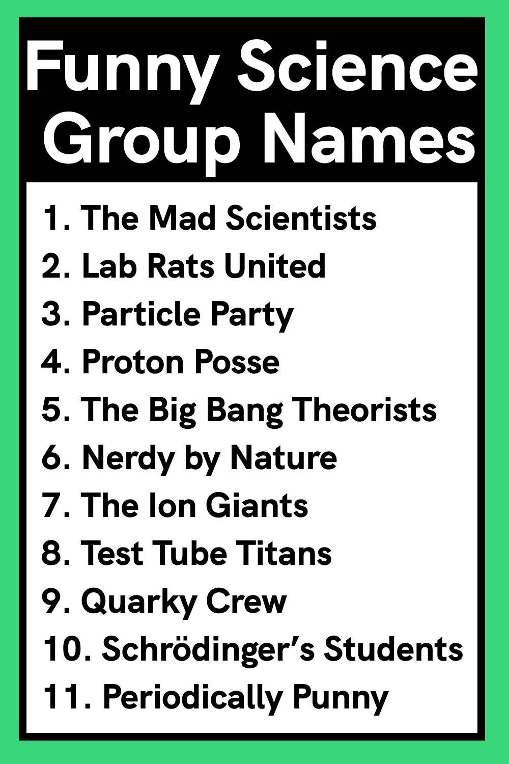 Funny Science Group Names