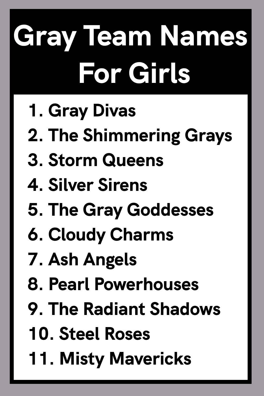 Gray Team Names For Girls