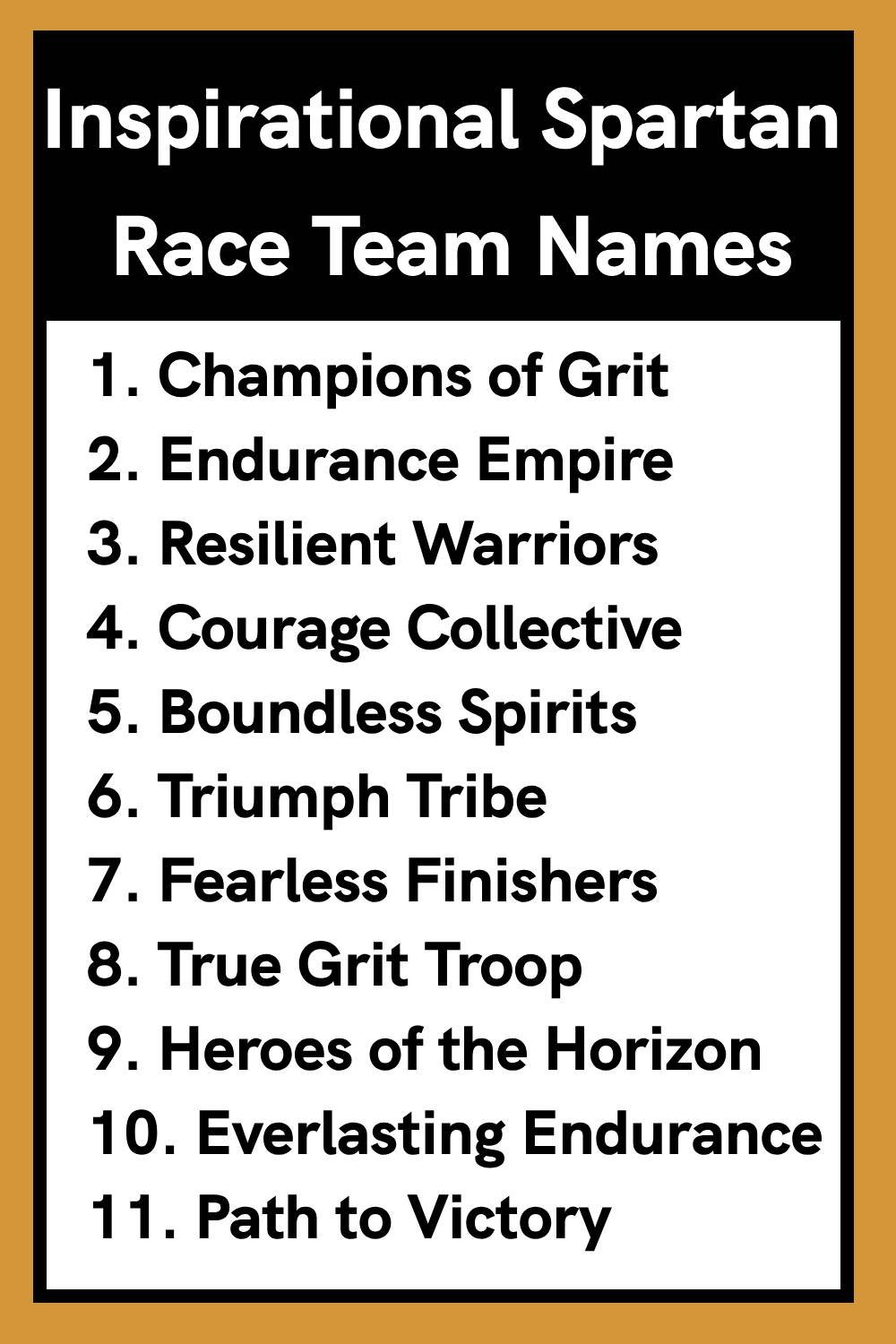 Inspirational Spartan Race Team Names