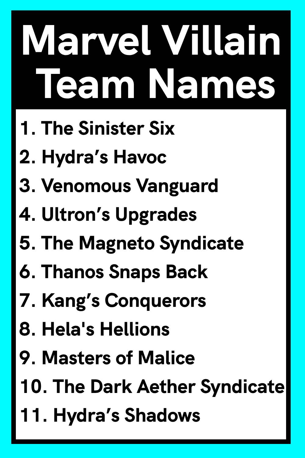 Marvel Villain Team Names