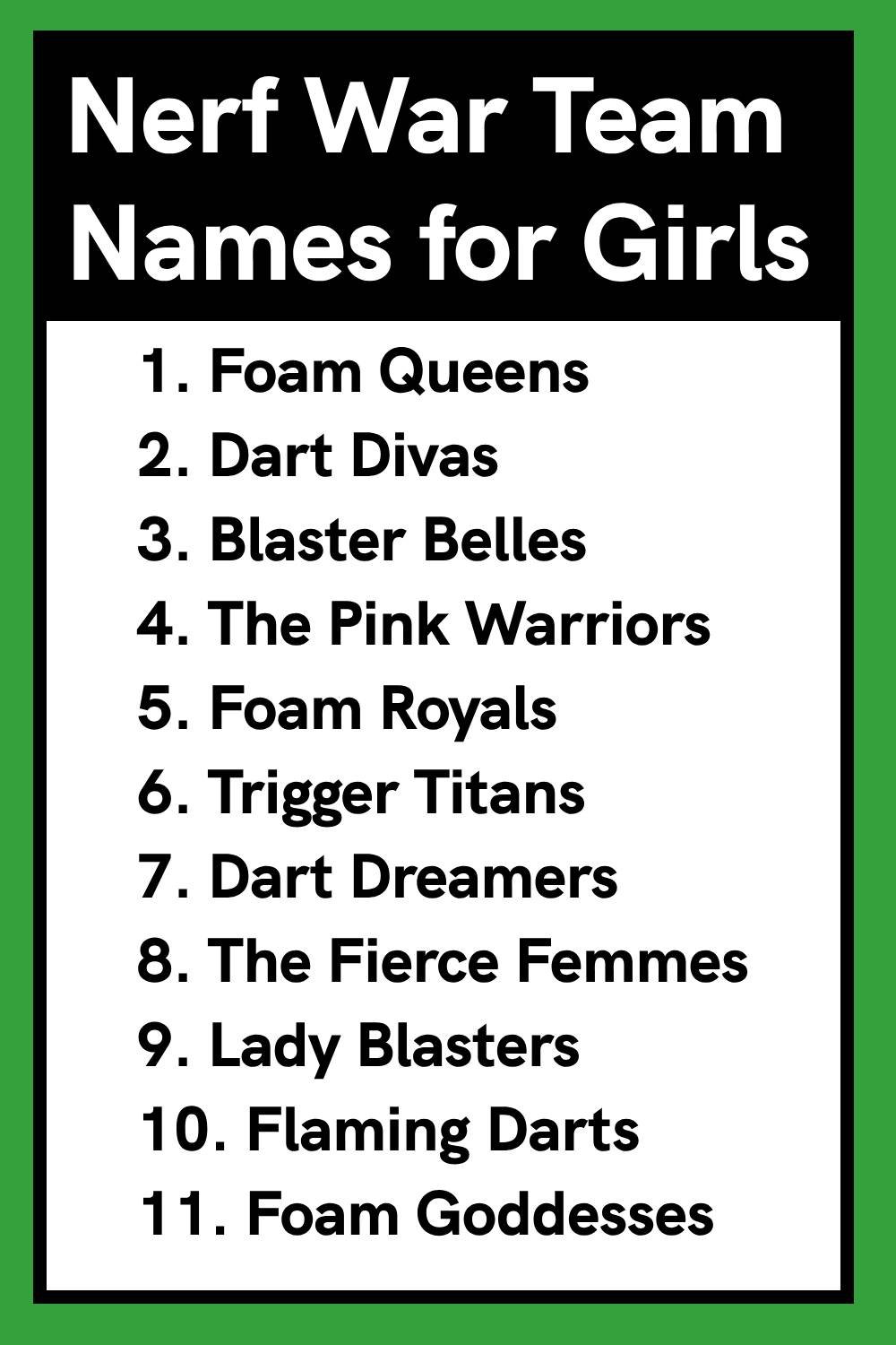Nerf War Team Names for Girls