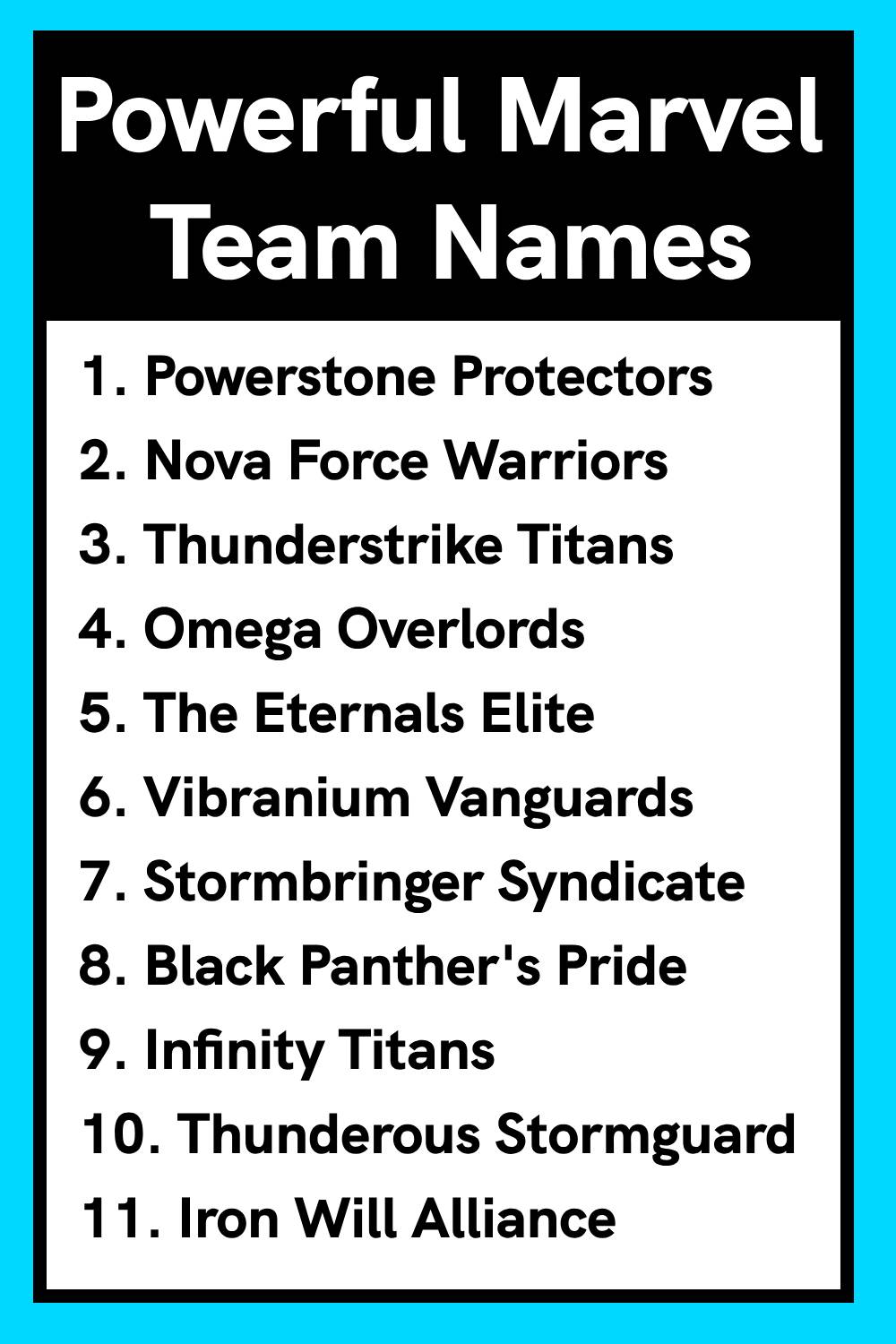 Powerful Marvel Team Names