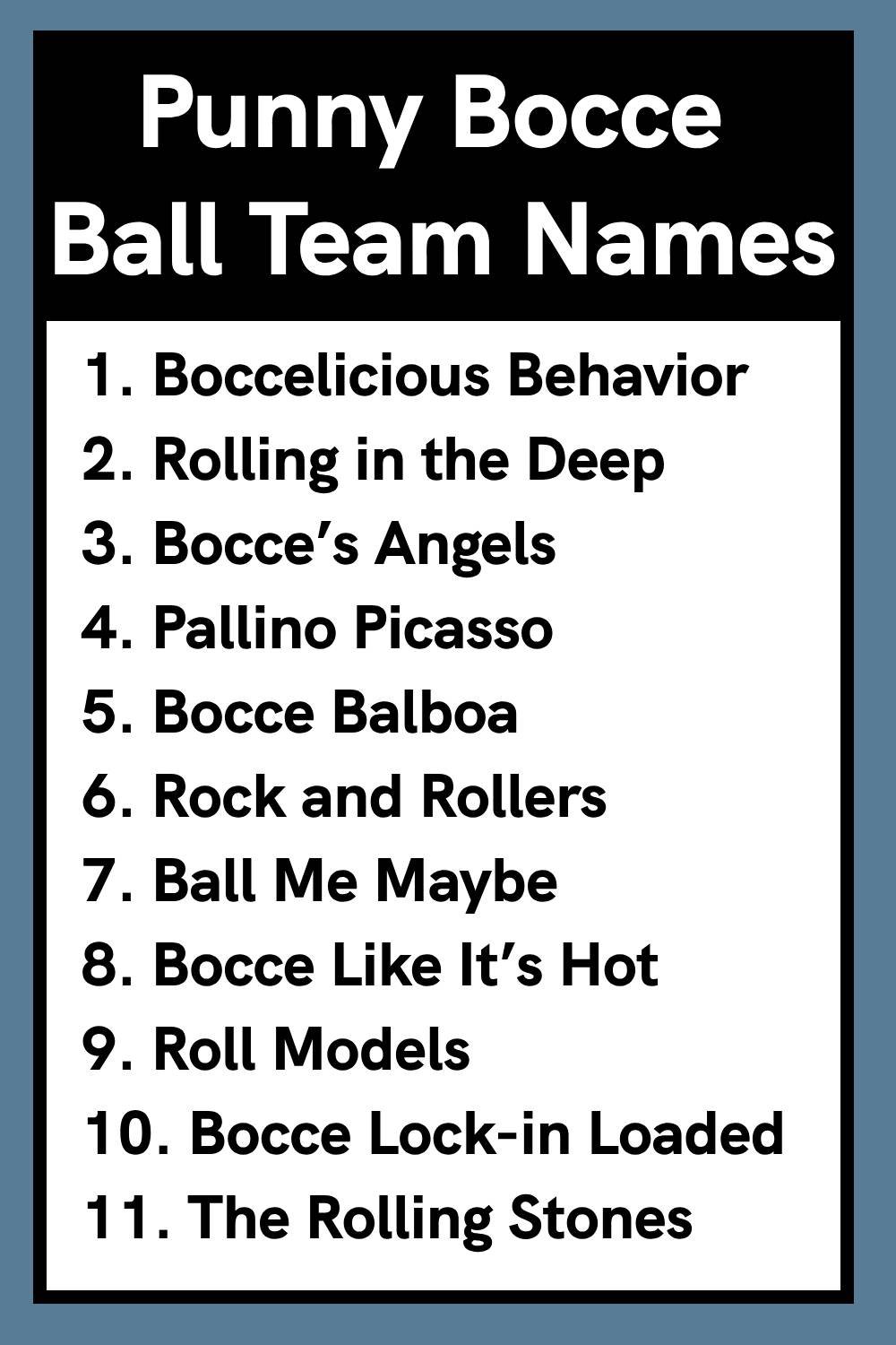 Punny Bocce Ball Team Names