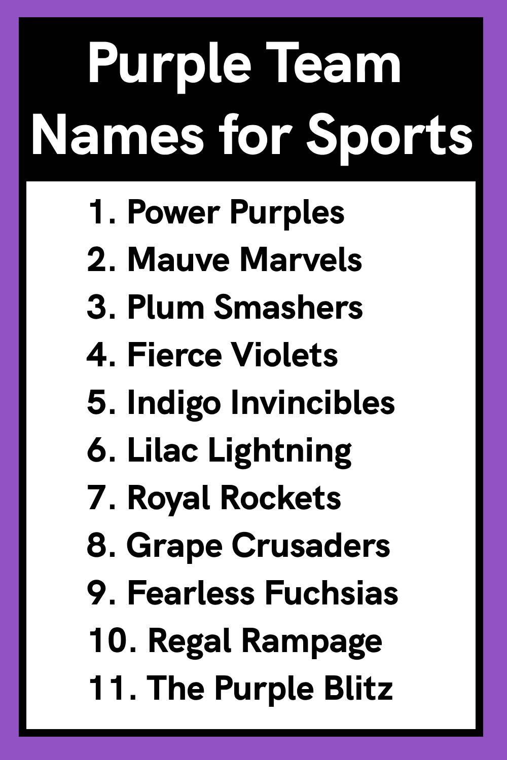 Purple Team Names for Sports