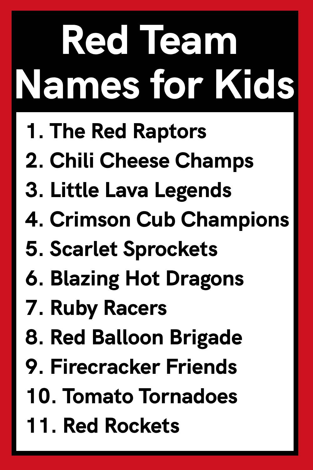 Red Team Names for Kids