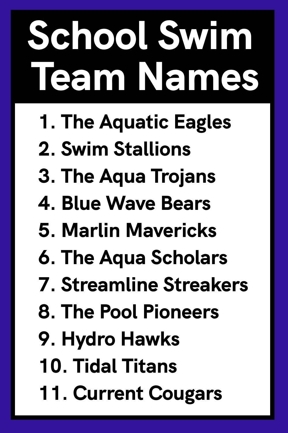 School Swim Team Names