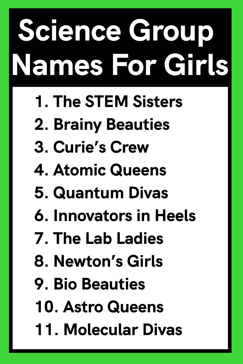 Science Group Names For Girls