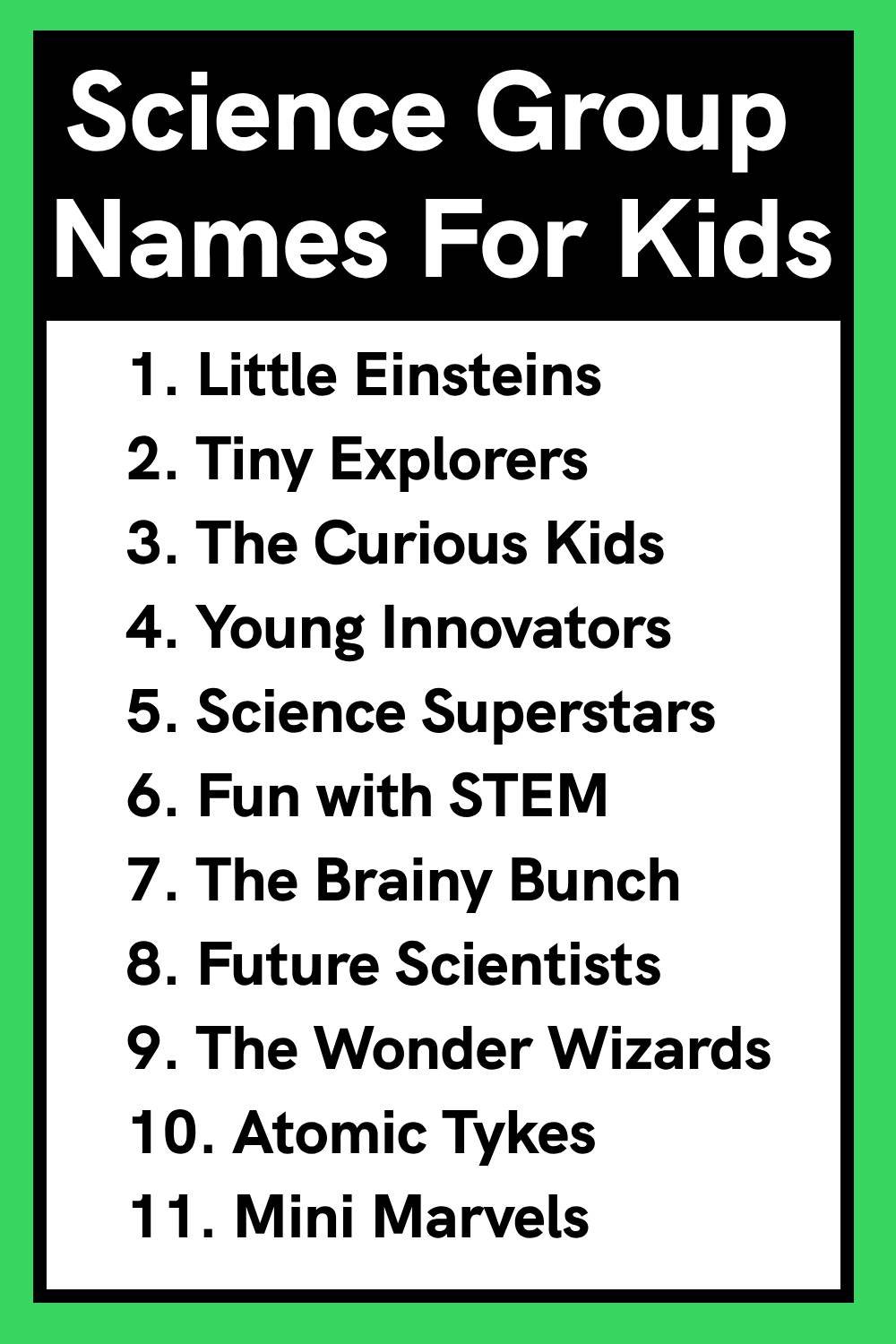 Science Group Names For Kids