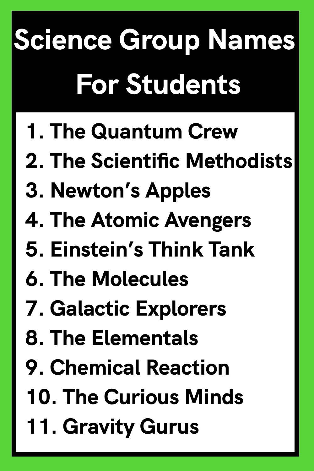 Science Group Names For Students