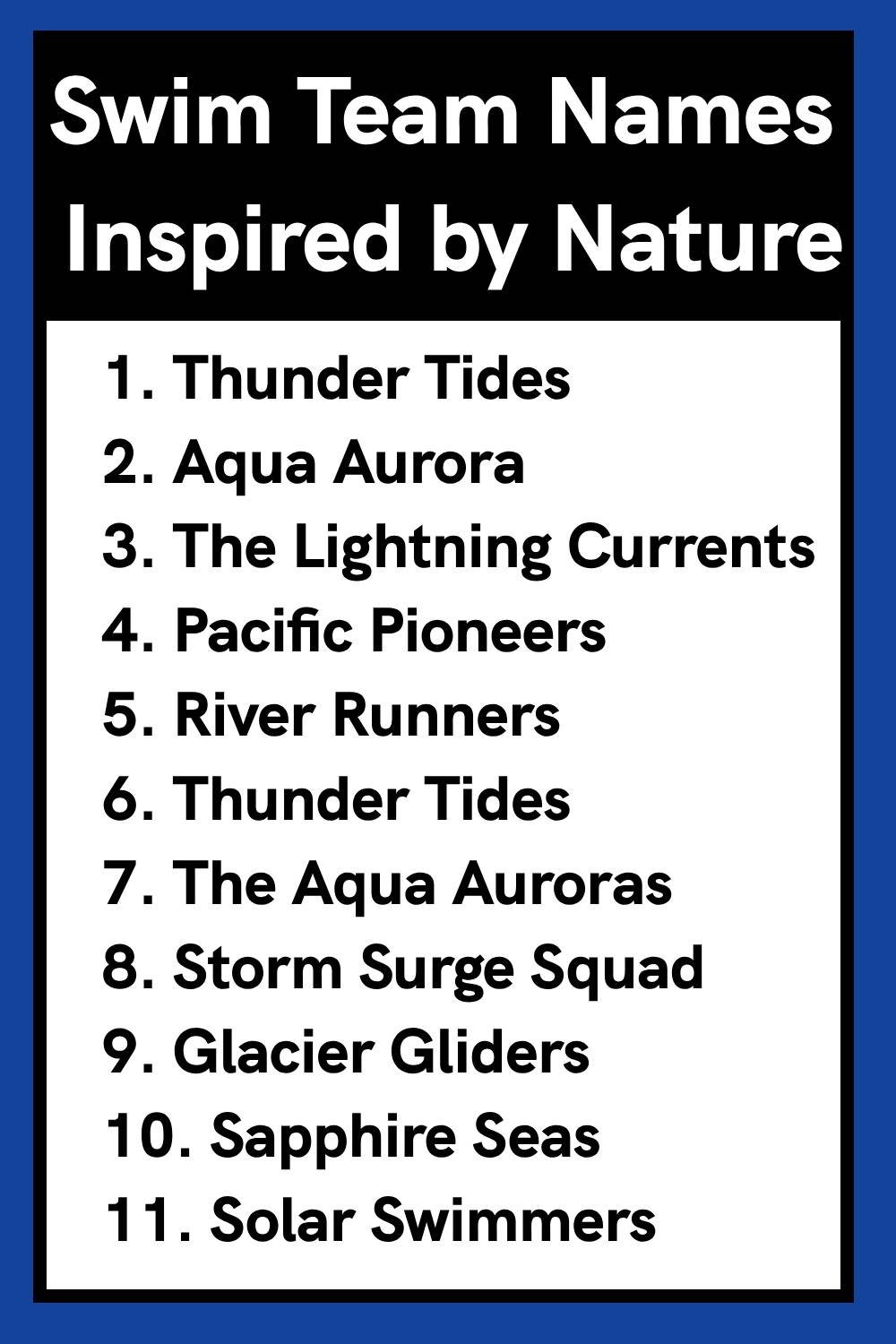 Swim Team Names Inspired by Nature