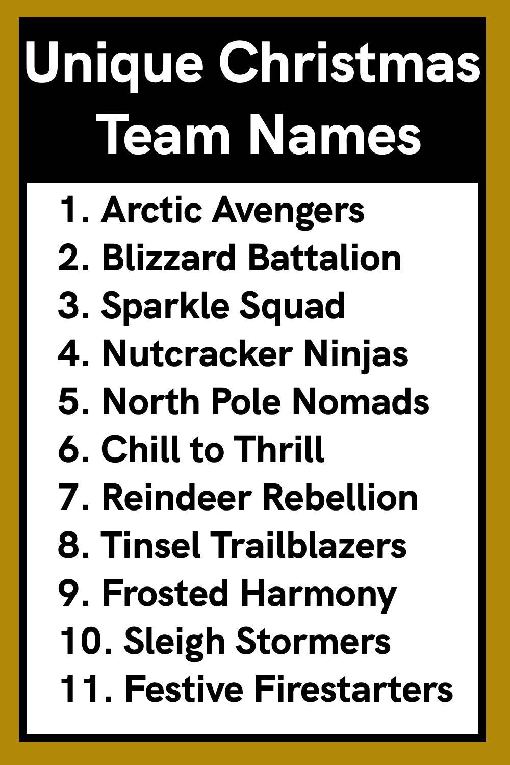 Unique Christmas Team Names
