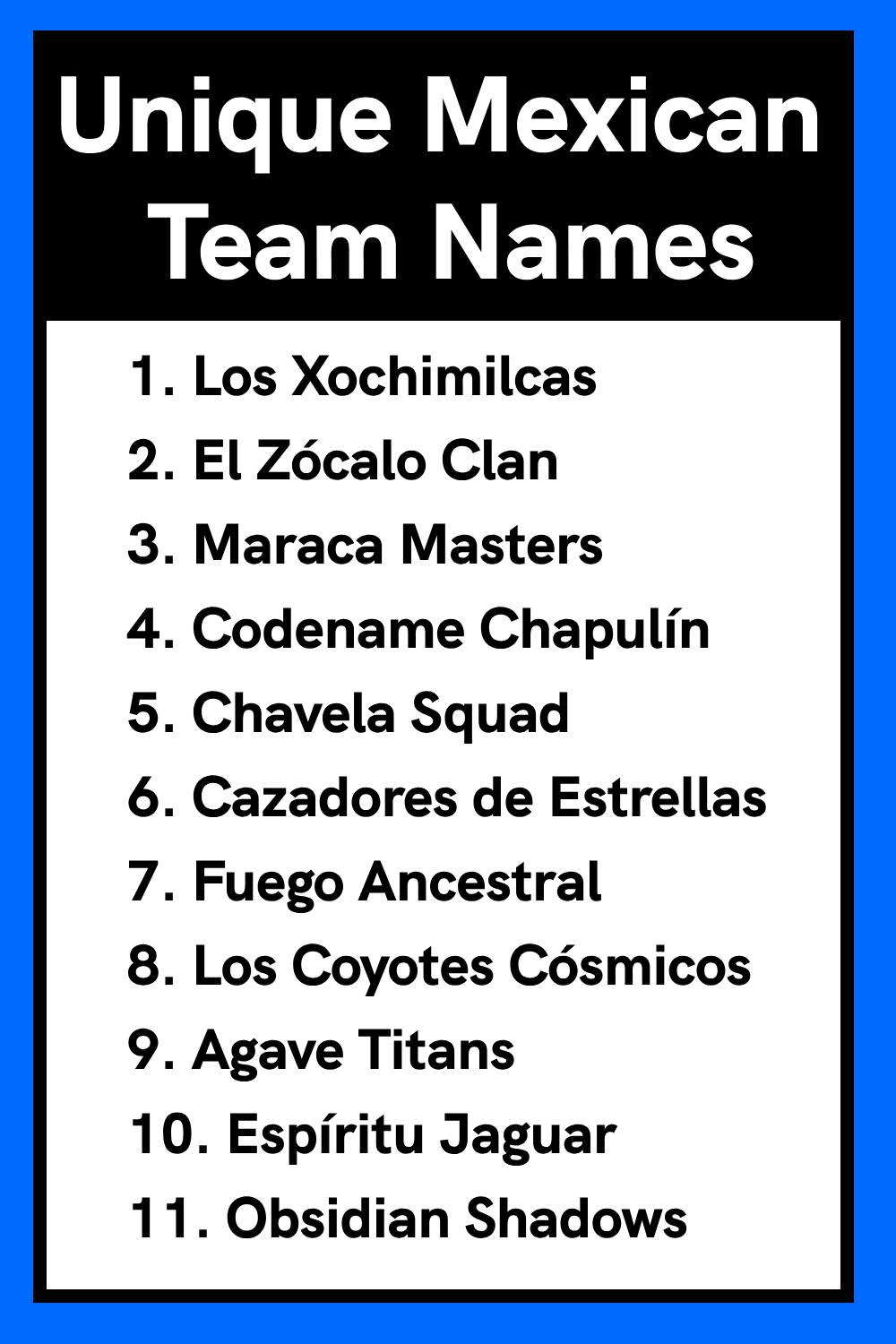 Unique Mexican Team Names