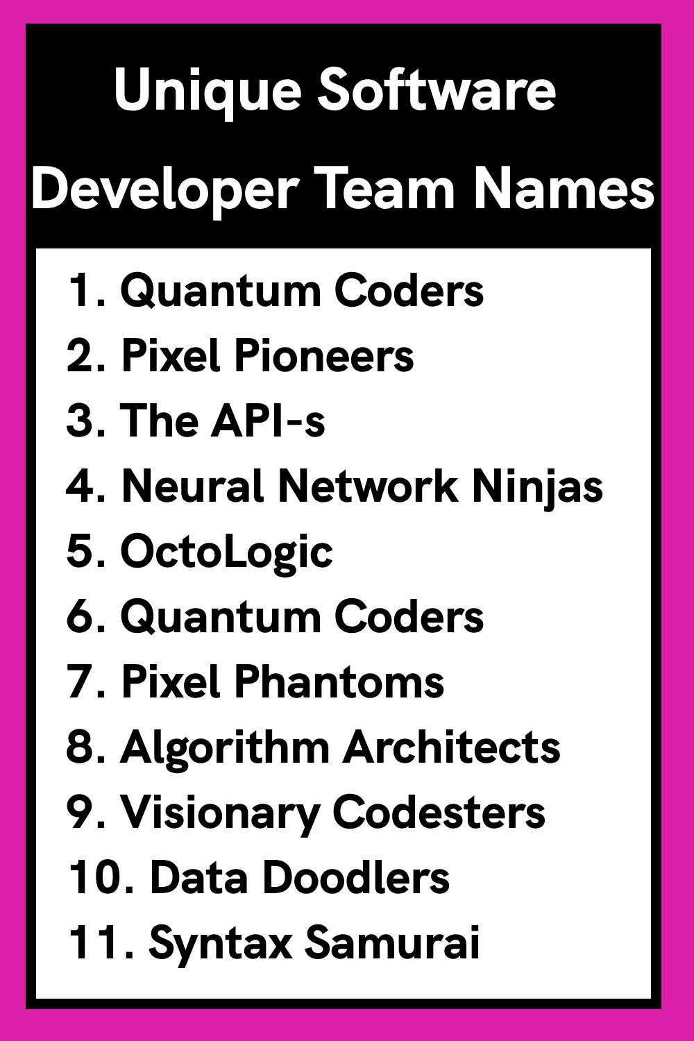 Unique Software Developer Team Names